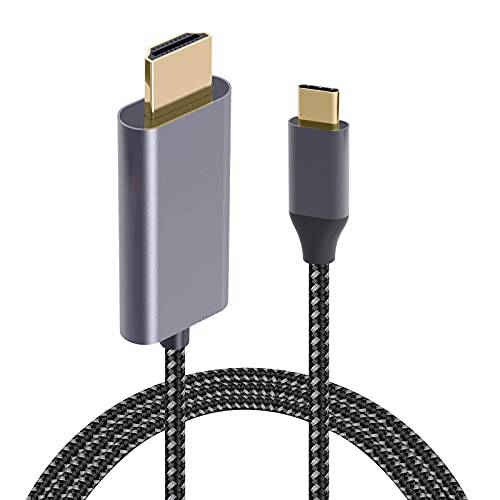 USB C to HDMI 케이블 4K, 6ft USB 타입 C to HDMI 케이블 어댑터 고속 Braided 케이블 호환가능한 2020 맥북 프로/ 에어, 아이패드 프로 2020, 삼성 S9 S10, 레노버, Dell, ASUS, HP 크롬북 and More