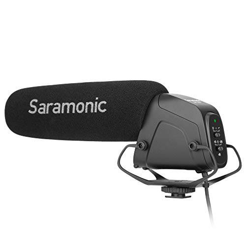 Saramonic 프로페셔널 AA-Powered Supercardioid On-Camera 샷건 마이크,마이크로폰 3-Stage 레벨 컨트롤 and 75Hz High-Pass 필터 (SR-VM4)