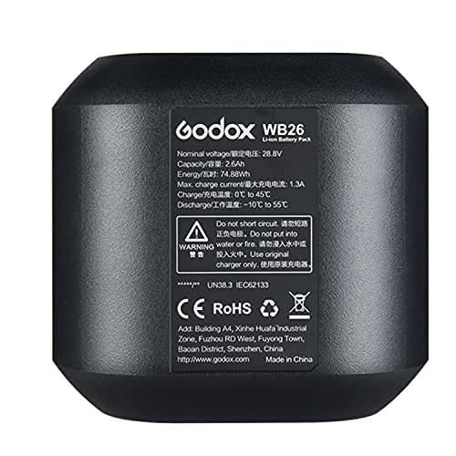 Godox WB26 2600mAh 충전식 리튬 배터리 팩 Godox AD600Pro AD600 프로 손전등, 플래시 라이트 플래시