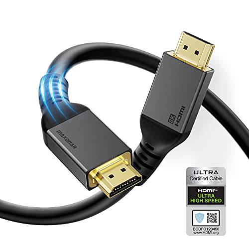 8K HDMI 케이블 48Gbps 23FT/ 25ft, Maxonar (인증된) 울트라 고속 롱 HDMI 2.1 케이블 CL3 in 벽면 Rated, 4K@120Hz 8K@60Hz 호환가능한 Dolby 비전 Roku 소니 LG 삼성 PS5 엑스박스 시리즈 X
