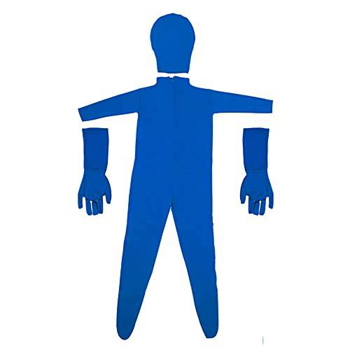 블루 스크린 Bodysuit Chromakey 바디 Suit 그린 스크린 옷 Backround 장갑 사진촬영용 포토 필름 비디오 보이지않는 이펙트 (L:170cm, 블루)