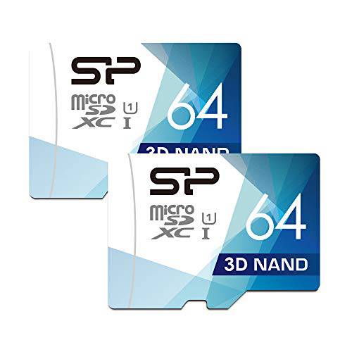 실리콘 파워 64GB 2-Pack 3D 낸드 고속 마이크로SD 카드 어댑터포함