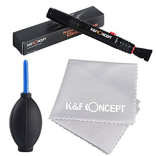 K& F Concept 3-in-1 클리닝 키트 캐논, 소니, 니콘 카메라/ SLR/ 텔레스코프/ 아이폰- 포함 (렌즈 먼지 블로워, 다기능,멀티 클리닝 펜, 극세사 렌즈 클리닝 천)