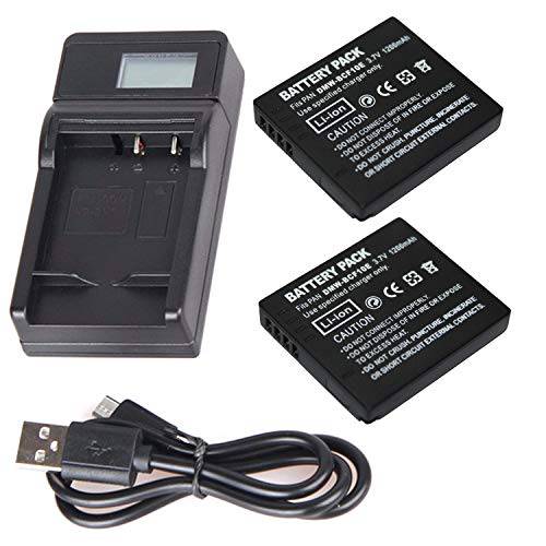 배터리 2 팩 and LCD USB 여행용 충전기 파나소닉 루믹스 DMC-TS1, DMC-TS2, DMC-TS3, DMC-TS4 디지털 카메라