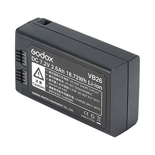 Godox VB26 충전식 Lithium-Ion 교체용 배터리 팩 Godox V1S V1C V1N V1F V1O V1P 라운드 헤드 카메라 플래시 스피드라이트 DC 7.2V 2600mAh