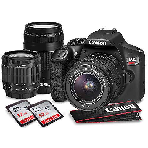 캐논 EOS Rebel T6 DSLR 카메라 번들,묶음 EF-S 18-55mm F/ 3.5-5.6 IS II 렌즈, EF 75-300mm F/ 4-5.6 III 렌즈 and 악세사리 (18 아이템)