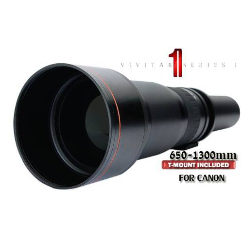 VIVITAR 시리즈 1 650-1300mm 망원 줌 렌즈 캐논 T4i T3i T3 T2i 60Da 7D XSi XTi. T 마운트 포함 캐논 EOS SLR.