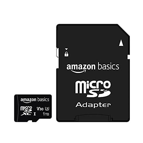아마존 Basics - 1TB microSDXC 메모리 카드 풀 사이즈 어댑터, A2, U3, read 스피드 up to 100 MB/ s