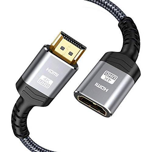 고속 18Gbps HDMI 연장 케이블 6.6FT, Highwings 4K@60Hz HDMI 확장기 케이블 Male to Female 어댑터, 지원 3D, 1080P, 2160P 호환가능한 PS 4/ 3, Roku/ 파이어 TV 스틱, 블루 Ray 플레이어
