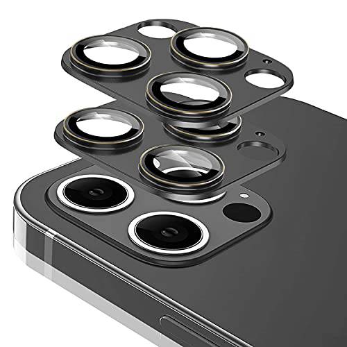 [2 팩] Tamoria 카메라 렌즈 프로tector 호환가능한 아이폰 13 프로/ 13 프로 맥스 메탈 플러스 강화유리 카메라 렌즈 커버 지원 LIDAR 스캐너, Anti-Explosion 아이폰 13 프로 맥스/ 13 프로 블랙