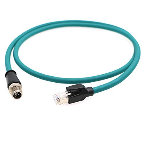 M12-RJ45-XCode-Ethernet-Shielded-Industrial M12 8 핀 X-Code Male to RJ45 Cat6a 이더넷 보호처리된 케이블 Cognex 산업용 카메라 3.3Ft|1M
