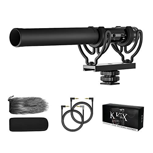 KKX-G20Shotgun 마이크,마이크로폰, 프로페셔널 카디오이드 비디오 마이크,마이크로폰 충격 마운트/ Windproofsponge/ 충전 Cable，Camera 마이크,마이크로폰 키트 스마트폰/ DSLR 카메라/ 캠코더