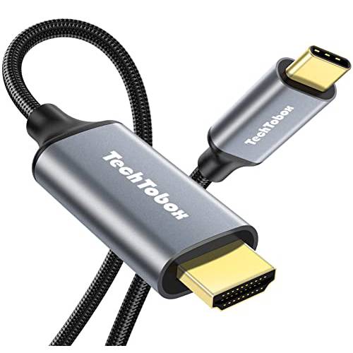 USB C to HDMI 케이블 TECHTOBOX (4K@60Hz/ 6.6FT) USB 타입 C to HDMI 케이블 가정용 오피스 썬더볼트 3 호환가능한 맥북 프로 2021/ 2020 맥북 에어 2020 아이맥 2021 New 아이패드 2021 XPS 15 and More