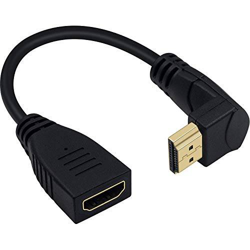 Poyiccot 8K HDMI 연장 케이블, 숏 8K HDMI 90 도 다운 앵글 Male to Female HDMI 2.1 케이블 48Gbps 8K 60Hz 비디오 and 3D HDR TV/ 엑스박스/ PS4/ PS5 (다운 M/ F), 0.5feet