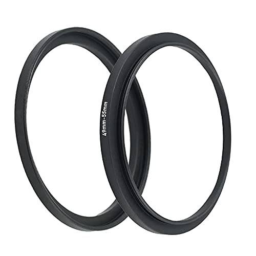 49mm-55mm 스텝 Up Ring(49mm 렌즈 to 55mm 필터, 후드, 렌즈 컨버터, 변환기 and Other 악세사리) (2 팩), 파이어 락 49-55 Aerometal 카메라 렌즈 필터 어댑터 링