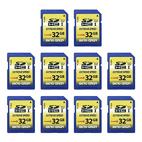 32GB Class 10 SDHC 플래시 메모리 카드 10 팩 스탠다드 풀 사이즈 SD 카드 USH-I U1 트레일 카메라 메모리 카드 by 마이크로 센터 (10 팩)
