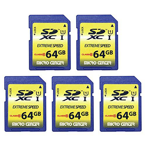 64GB Class 10 SDXC 플래시 메모리 카드 풀 사이즈 SD 카드 USH-I U1 트레일 카메라 메모리 카드 by 마이크로 센터 (5 팩)