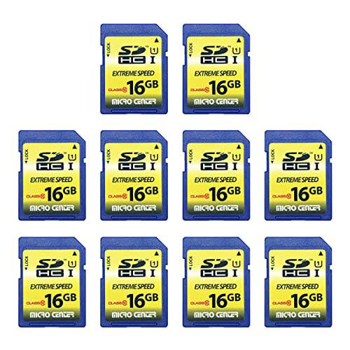 16GB Class 10 SDHC 플래시 메모리 카드 10 팩 스탠다드 풀 사이즈 SD 카드 USH-I U1 트레일 카메라 메모리 카드 by 마이크로 센터 (10 팩)