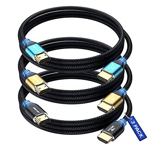 HDMI 케이블 8k (Maximm Cable’s New 업그레이드된 디자인) HDMI 2.1, 6ft, 인증된 48Gbps, 8K@60Hz 18Gbps 4K@120Hz 울트라 High-Speed 게이밍 HDMI 케이블, 8k/ 4k 케이블, 5 팩, UL-Listed