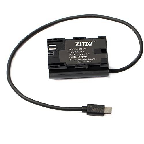 ZITAY USB C RS2 to LP-E6 더미 배터리 호환가능한 블랙매직 포켓 시네마 카메라 BMPCC 4K and LP-E6 모델 모니터 파워 케이블