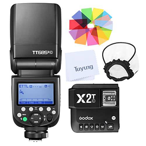 Godox TT685II-C E-TTL II GN60 2.4GHz 무선 HSS 1/ 8000s 플래시 스피드라이트 X2T-C 무선 플래시 트리거 송신기 호환가능한 캐논 EOS 시리즈 카메라