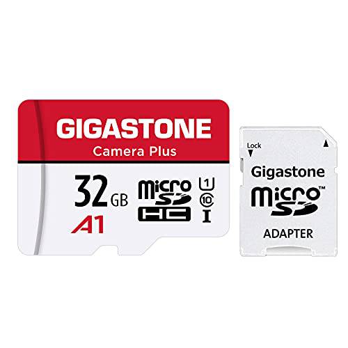 Gigastone 마이크로 SD 카드 32GB, 카메라 플러스, MicroSDHC 메모리 카드 비디오 카메라, Wyze 캠,  보안카메라, CCTV, Roku, 풀 HD 비디오 레코딩, UHS-I U1 A1 Class 10, up to 90MB/ S,  어댑터포함
