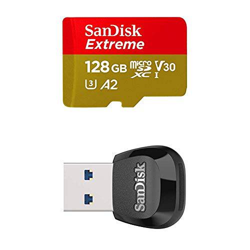 SanDisk 익스트림 128GB 마이크로SD UHS-I 카드 어댑터포함 - up to 160MB/ s SanDisk MobileMate USB 3.0 마이크로SD 카드 리더, 리더기
