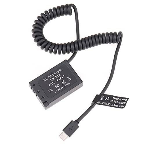 Fotga USB Type-C 파워 어댑터 케이블+ Decoded LP-E18 더미 배터리 캐논 RP 77D 200D 250D 750D 760D 800D 850D PD 파워 Delivery 보조배터리, 파워뱅크