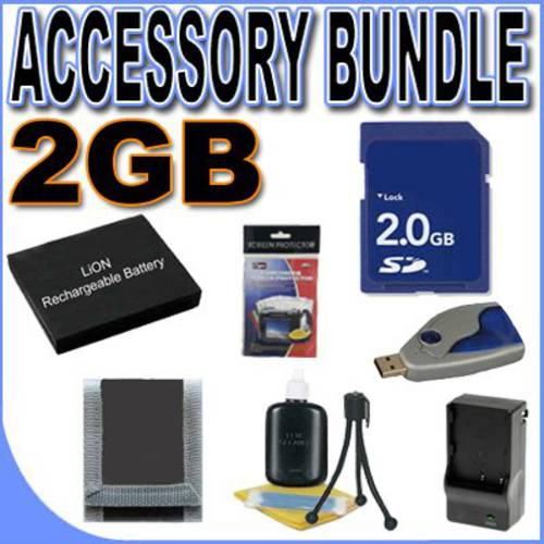 BigVALUEInc 세이버,스토퍼 악세사리 번들, 묶음 - 교체용 리튬 이온 배터리 펜탁스 Optio W60 and M50 플러스 2GB SDHC 안전한 디지털 메모리 카드 -+ More