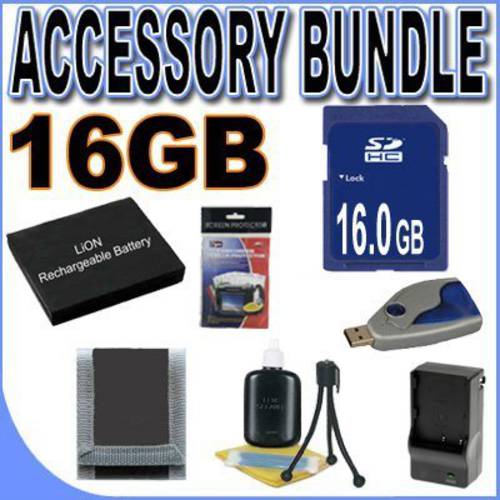 BigVALUEInc 세이버,스토퍼 악세사리 번들, 묶음 - 교체용 리튬 이온 배터리 펜탁스 Optio W60 and M50 플러스 16GB SD 안전한 디지털 메모리 카드 -+ More