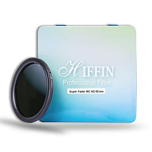HIFFIN® 62MM 슬림 가변 페이더 N-D 중성 농도 조절가능 N-D2 to N-D400 필터 극세사 16-50 3N, 니콘 V1 V2 10-30 렌즈 (블랙) (62m)