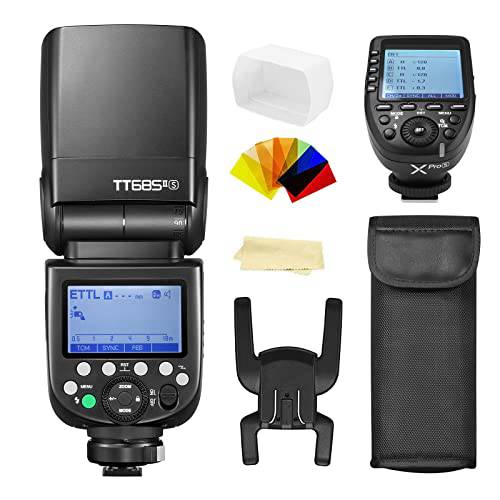 Godox TT685II-S 플래시 TTL 2.4GHz GN60 고속 동기화 1/ 8000s 카메라 스피드라이트 스피드라이트 라이트 호환가능한 소니 카메라& Godox XPro-S 무선 플래시 트리거 송신기