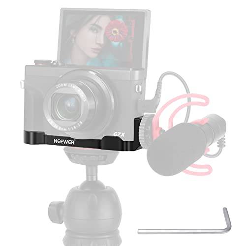 Neewer 메탈 브라켓 핸드 그립 호환가능한 캐논 G7X Mark II& Mark III, 카메라 연장 베이스 플레이트 1/ 4” 삼각대 마운트,  콜드슈 마운트 마이크,마이크로폰 LED 라이트 Vlogging 악세사리