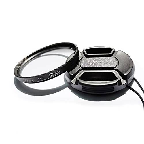 58mm Multi-Coated UV 보호 필터& 58mm 렌즈 캡 호환가능한 캐논 Rebel T8i T7 SL3 EF-S 18-55mm 렌즈, 후지 XC 16-50 mm 렌즈, XF 18-55mm Lens.(1+ 1 팩)