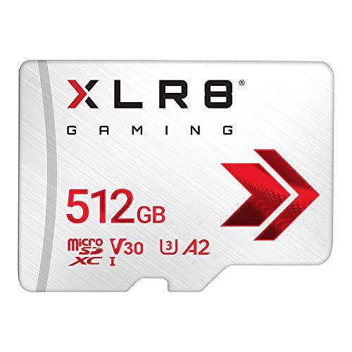 PNY XLR8 512GB 게이밍 Class 10 U3 V30 microSDXC 플래시 메모리 카드 - 100MB/ S, Class 10, U3, V30, A2, 4K UHD, 풀 HD, UHS-I, 마이크로 SD