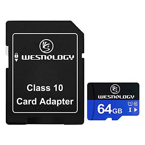 TF 카드 64GB, Wesnology 메모리 카드 Class 10 TF 카드 어댑터포함,  고속 메모리 카드 폰 카메라 컴퓨터, 블랙/ 블루