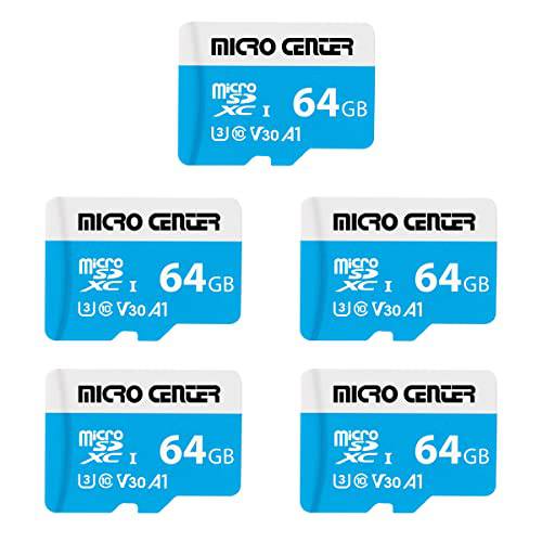 마이크로 센터 64GB microSDXC 카드 5 팩, Nintendo-Switch 호환가능한 마이크로 SD 카드, UHS-I C10 U3 V30 4K UHD 비디오 A1 R/ W 스피드 up to 95/ 30 MB/ s 플래시 메모리 카드 어댑터포함 (64GB x 5)