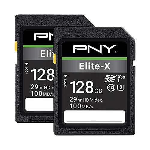 PNY Elite-X Class 10 U3 V30 SDXC 플래시 메모리 카드 - 100MB/ S, Class 10, U3, V30, 4K UHD, 풀 HD, UHS-I, 풀 사이즈 SD