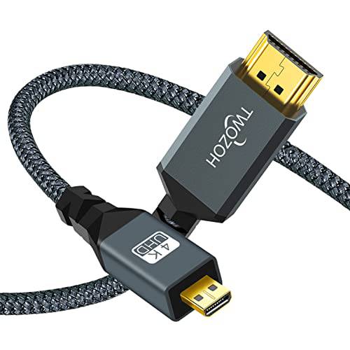 Twozoh 4K 마이크로 HDMI to HDMI 케이블 10FT, High-Speed 풀 HDMI to 마이크로 HDMI Braided 케이블 지원 3D 4K/ 60Hz 1080p