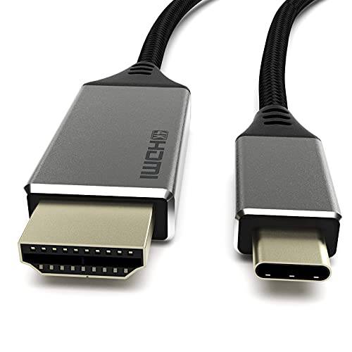 USB C to HDMI 케이블 3FT/ 0.9M (4K@60Hz) USB 타입 C to HDMI 케이블 가정용 오피스, 나일론 Braided 케이블 어댑터