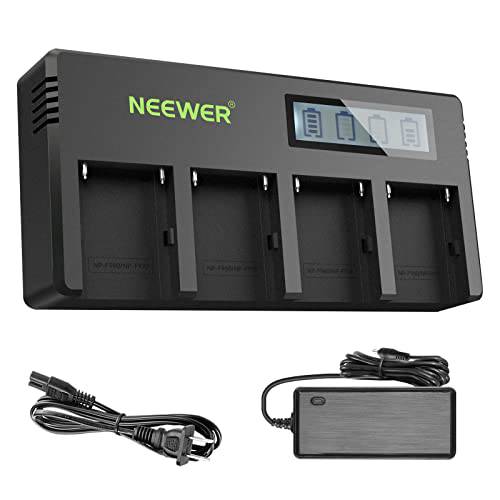 Neewer 4-Channel NP-F 배터리 충전기 LCD 디스플레이, 호환가능한 소니 NP-F550 F570 F750 F770 F930 F950 F960 F970 FM50 FM500H QM71 QM91 QM71D QM91D 캠코더 Li-ion 배터리
