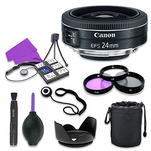 캐논 EF-S 24mm F/ 2.8 STM 렌즈 캐논 디지털 SLR 카메라 52mm 필터 키트 (UV, CPL, FLD) (12 아이템)
