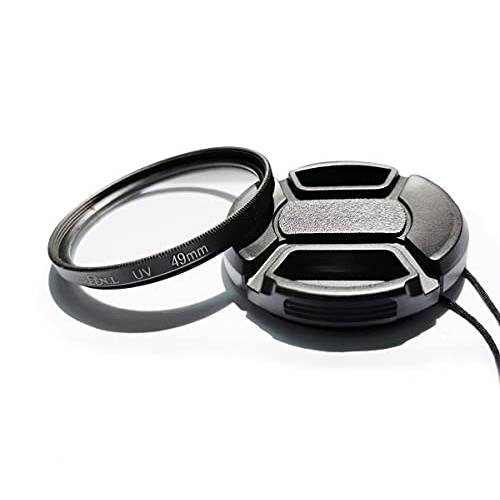 49mm Multi-Coated UV 보호 필터& 49mm 렌즈 캡 호환가능한 캐논 M50II M100 M6 EF-M 15-45mm Lens.(1+ 1 팩)