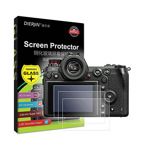 3-Pack 강화유리 LCD 화면보호필름, 액정보호필름 w/ 탑 LCD 필름 호환가능한 파나소닉 루믹스 DC-S1 DC-S1R DC S1 S1R 디지털 카메라