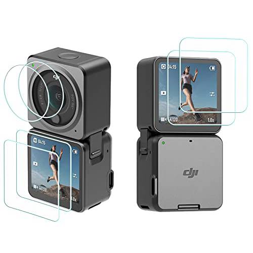 화면보호필름, 액정보호필름 DJI 오즈모 액션 2 Camera(for 악세사리), HUIPUXIANG 강화유리 필름 0.3mm 하이 해상도 9H 강도 Anti-Scrach Anti-Fingerprint Anti-Dust[2 Sets(2 전면+ 2 후면+ 2 렌즈)]