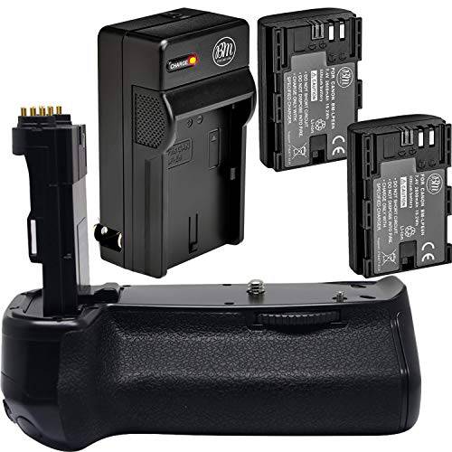 배터리 그립 키트 캐논 EOS 7D Mark II 디지털 SLR 카메라 포함 Qty 2 BM 프리미엄 LP-E6, LP-E6N 배터리+  배터리 충전기+  교체용 BG-E16 배터리 그립