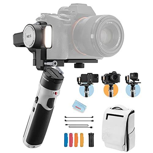 지윤 Crane-M2S 콤보 3-axis 짐벌 카메라 스테빌라이저 미러리스 카메라 액션 카메라 스마트폰 Gimble 소니 A6600/ A6500/ A6400 A7C 캐논 EOS R, 폰 홀더 백팩 포함