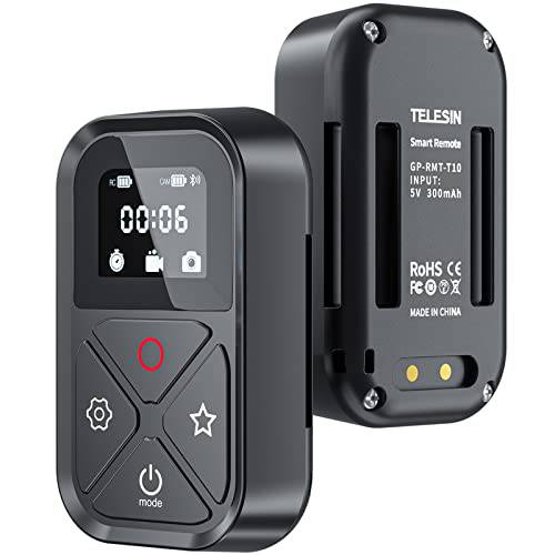 TELESIN T10 무선 스마트 리모컨 고프로 히어로 10 히어로 9 히어로 8 고프로 맥스, 방수 LCD 인디케이터 자석 충전기 포트 손목 스트랩 고 프로 10 9 8 악세사리