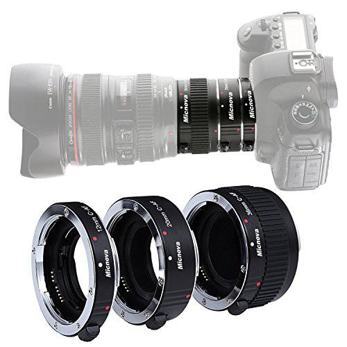 매크로 렌즈 튜브 연장 캐논 DSLR, Micnova KK-C68 프로 오토 포커스 매크로 연장 튜브 세트 캐논 EOS EF&  EF-S 마운트 5D2 5D3 6D 650D 750D 필름 카메라 (12mm 20mm and 36mm Tubes)