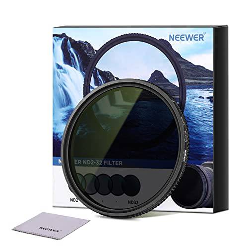 Neewer 72mm 가변 ND 필터, ND2-ND32 (15 정지) 조절가능 중성 농도 필터 카메라 렌즈 Ultra-Slim 프레임, 광학 글래스, and Multi-Resistant 코팅, Weather-Sealed& No X 스팟